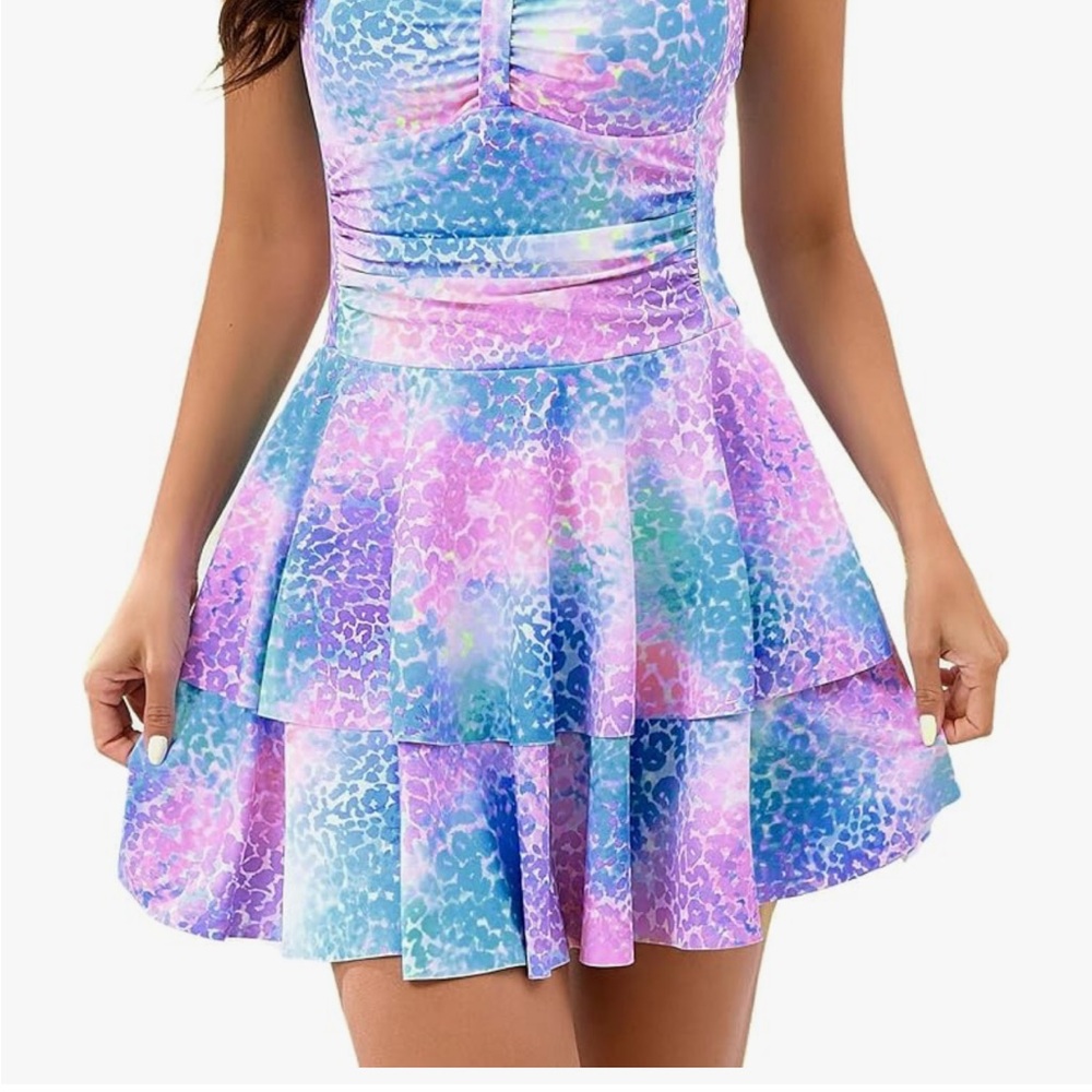 Colorful Leopard Print swim dress